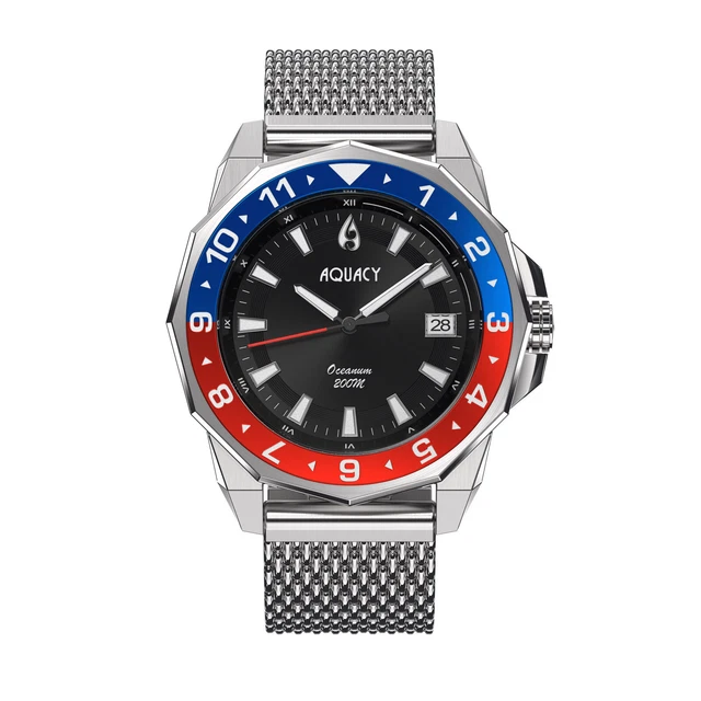 Aquacy Hei Matau Oceanum Men's Automatic 200M Black Dial Dive Watch ON.BK.BL.RD