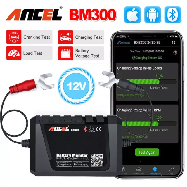 ANCEL BM300 12V Batterietester Monitor Kfz Batterie Wächter Bluetooth Analysator