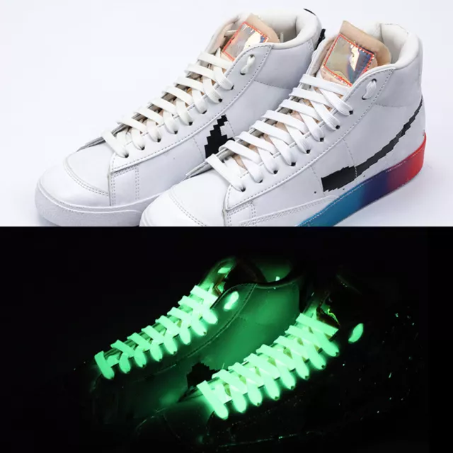 1 pair Sports Luminous Laces Glow In The Dark Color Fluorescent Lace Flat Shoes