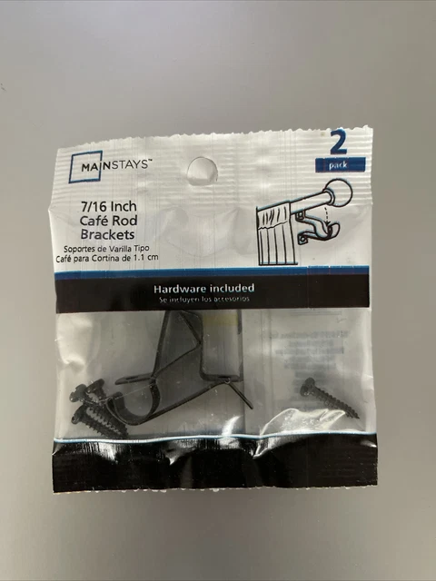 Mainstays 7/16 Inch Cafe Rod Brackets New Sealed 2 Pack Bronze or Nickle