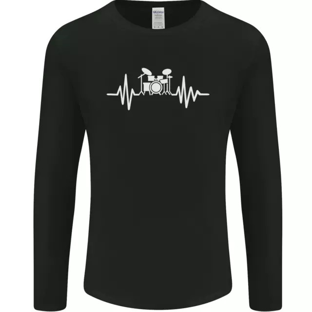Drum Kit Pulse ECG Drum Drummer Drumming Mens Long Sleeve T-Shirt