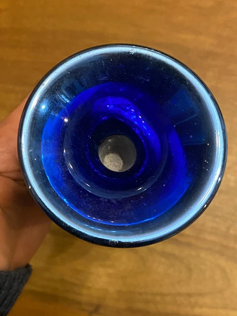 VASE EN VERRE BLEUTÉ SOUFFLÉ FIN 18 ÈME DÉBUT 19ÈME TRÈS