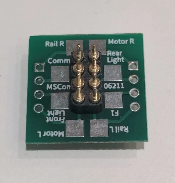 DCC NEM652 8 Pin Socket Breakout Board Hard Wire Solder Tabs Adaptor Connector E - Foto 5