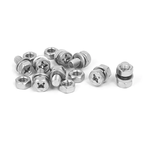 M6x12mm 304 tuercas de pernos de cabeza hexagonal arandelas w 8 conjuntos