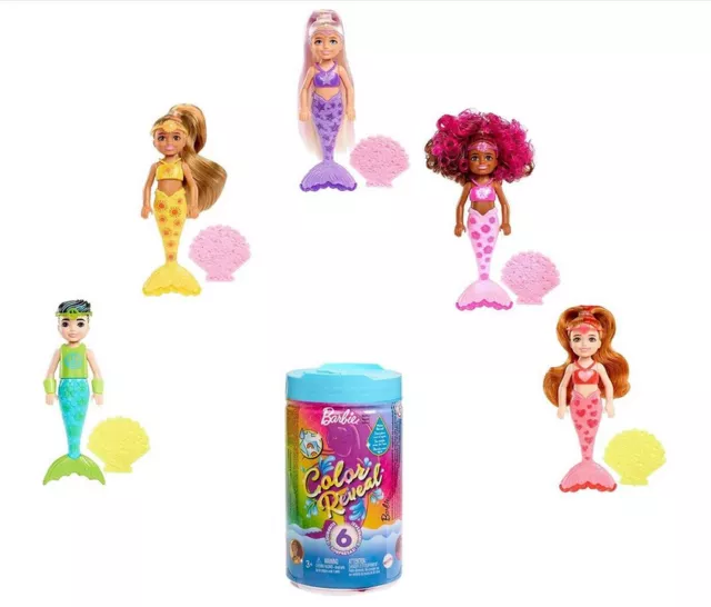 New Official Barbie Chelsea Colour Reveal Mermaid Doll