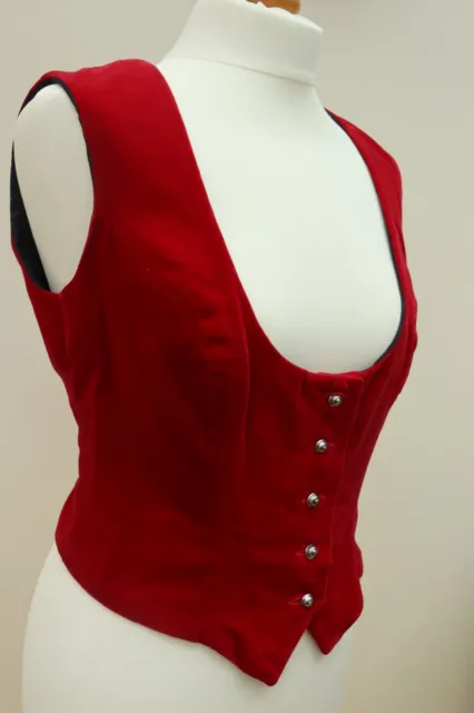 Cappotto vita vintage donna velluto rosso austriaco trachen Hagro taglia 36 small