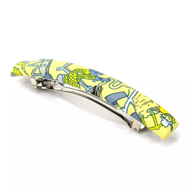 Auth HERMES Barrette Hair Clip Yellow/Multicolor/Silver Silk/Metal - e56240g