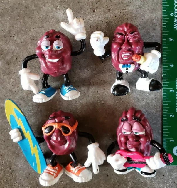 California Raisins PVC 1988-89 Figure Lot 4x (Surf, Guitar, Singer, Regular)