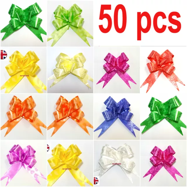 PULL Bows 50 LARGE 30mm Assorted Colours Pull Flower Ribbon Party Decorations UK