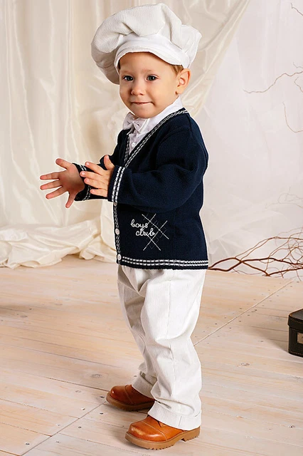 ABITO da BATTESIMO bambino (5pz) vestito cerimonia cardigan bianco-blu cod 1450