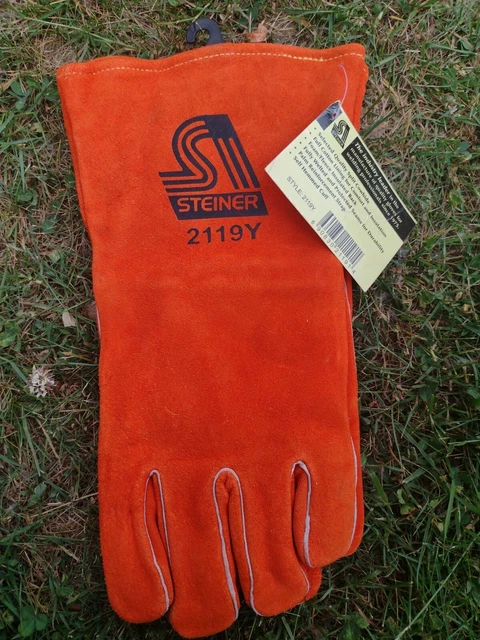 Steiner ind 2119y-l Shoulder Split Cowhide Stick Welding Gloves New With Tags