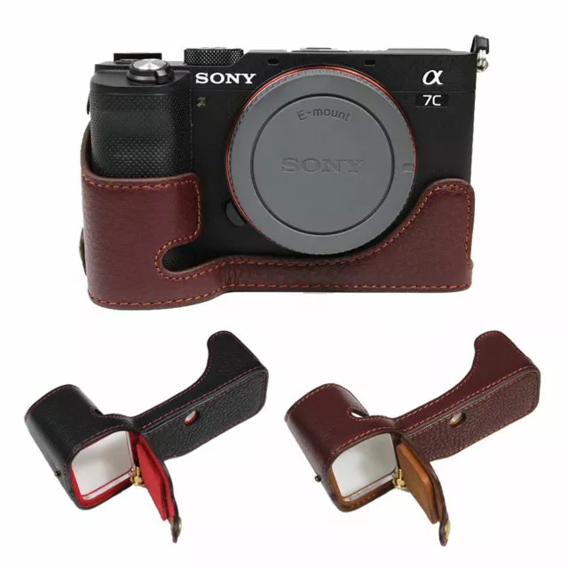 Genuine Leather Case Cam Bag Cover Half Body Base for SONY A7C Alpha 7C ILCE-7C