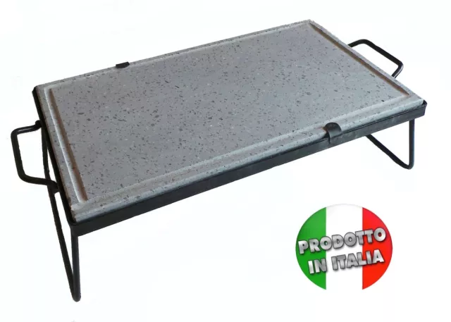 Piastra In Pietra Ollare Lavica Naturale Con Supporto 50X30