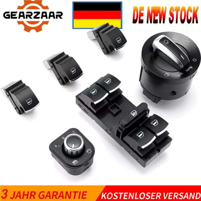 Für VW Golf 5 6 Passat 3C Chrom Lichtschalter Spiegel Set Fensterheberschalter