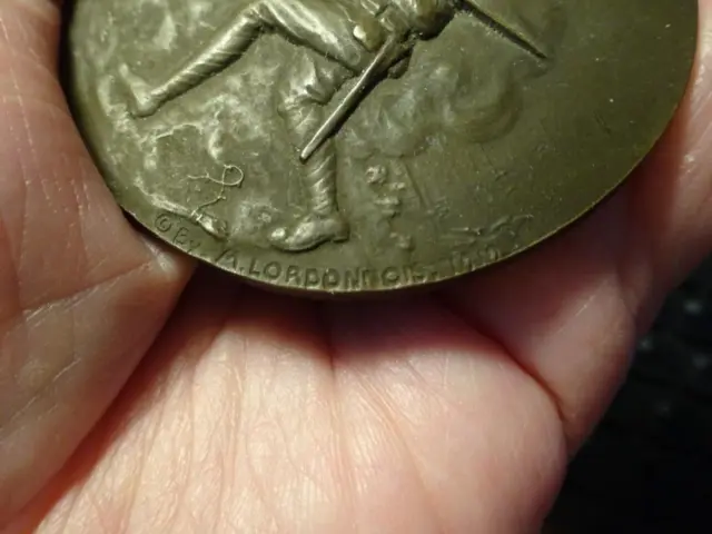 1919 WWI US DOUGHBOY French Campaign Bronze MEDAL MEDALLION MARCEL LORDONNOIS 2