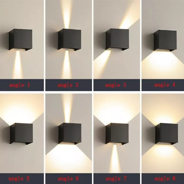 10W LED Spot Mural Lampe de Mur Carré Noir Spot Applique Murale Blanc Chaud