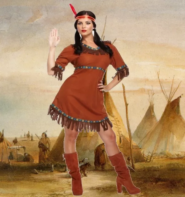 ADULTE AMÉRINDIEN INDIEN Rouge Femme Pocahontas Costume Déguisement &  Coiffe U38 EUR 11,28 - PicClick FR