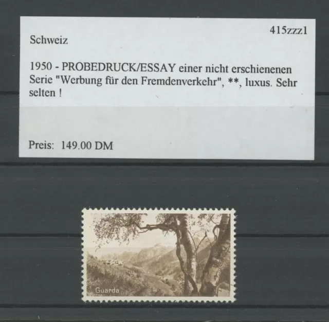 SCHWEIZ SPECIMEN 1950 ESSAY TRIAL TEST PRINT PROOF PRUEBA GUARDA BAUM TREE m2116