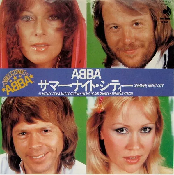 Abba Tres Rare Vinyl 45T Pressage Japon "Summer Night City" Excellent Etat