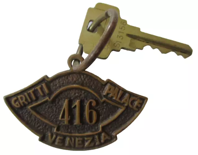 vintage Gritti Palace Venezia Italy Italian Matching Numbers Hotel Key Fob RARE