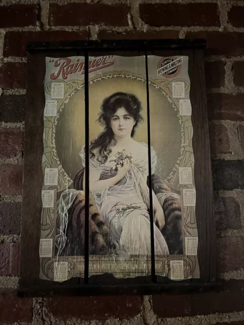 1910 Rainier Beer Girl 14X22" Seattle Brewing Company Print Sign pre Pro Ad