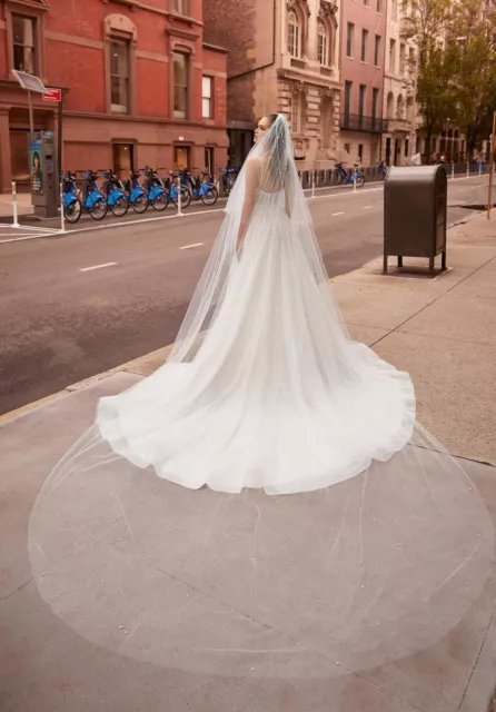 wedding veil with Pearls cathedral length 2 tier veil