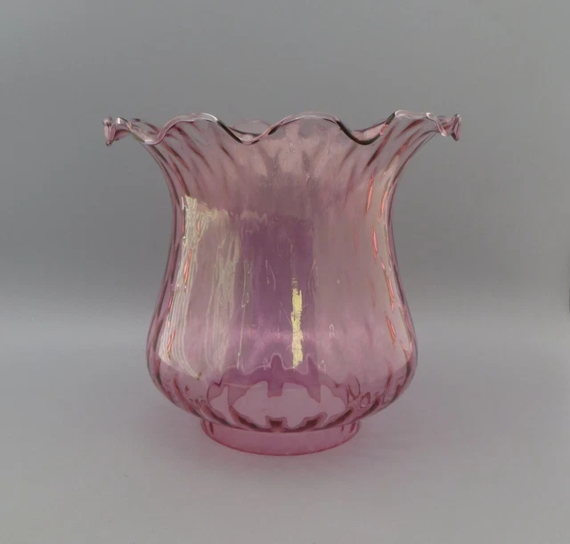 Replacement Tulip Shaped Glass Oil Lamp Shade / Globe 4", Diamond Cranberry/Pink