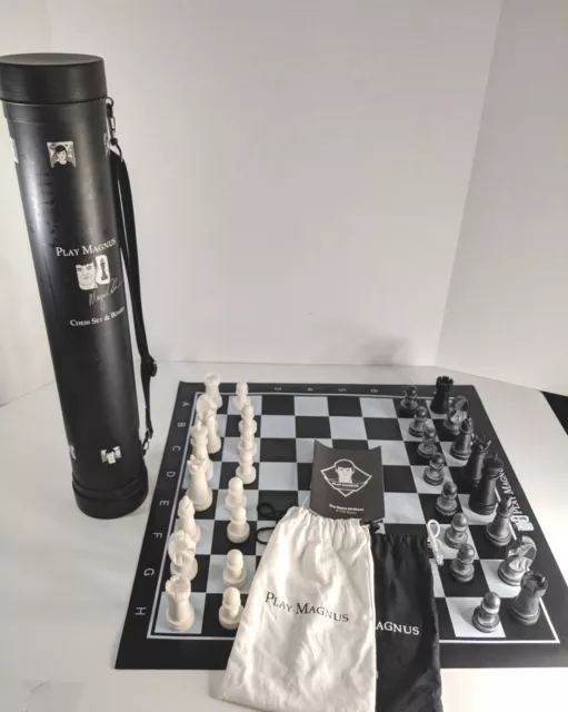 Rare Magnus Carlsen Chess Set Complete W/ Travel Tube Grandmaster Educational