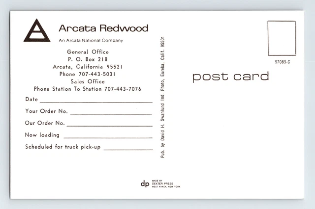 Postcard California Arcata CA Redwood Lumber Yard Aerial Bird Eye View 1970s 2