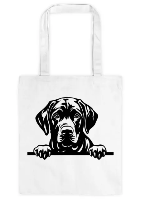 Einkaufstasche Schultertasche Shopper - 38x43 cm weiß - Hund Labrador 01