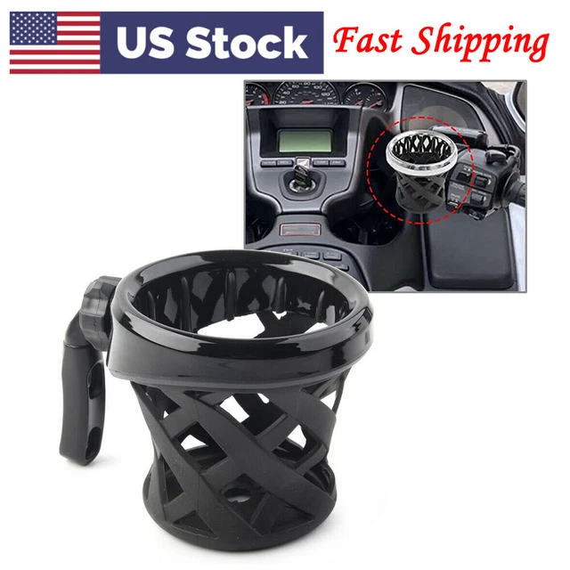 Motorbike Black Handlebar Cup Holder Drink W/ Mesh Basket Universal For Harley
