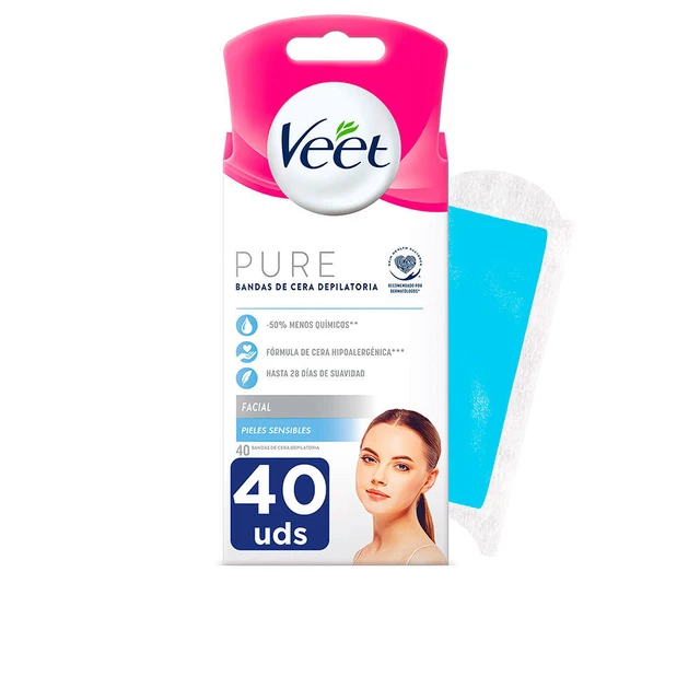 Igiene Veet unisex PURE WAX BANDS pelle sensibile viso 40 u