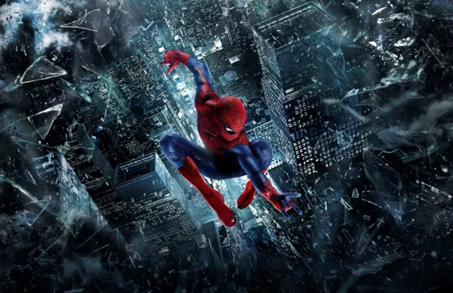 The Amazing Spiderman Through City Movie Wall Art Print - Premium Poster