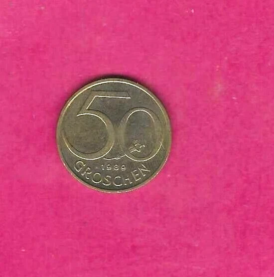 Austria Austrian Km2885 1989 Uncirculated-Unc Mint Old 50 Groschen Coin