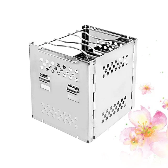 Mini estufa de leña portátil acero inoxidable barbacoa plegable exterior camping utensilios de cocina
