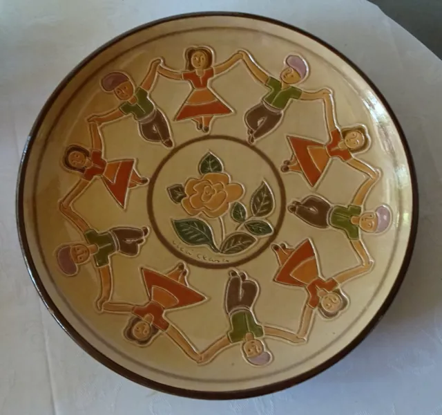 Schwerer Wandteller Kinderreigen Teller Keramik 35 cm Durchmesser Ga