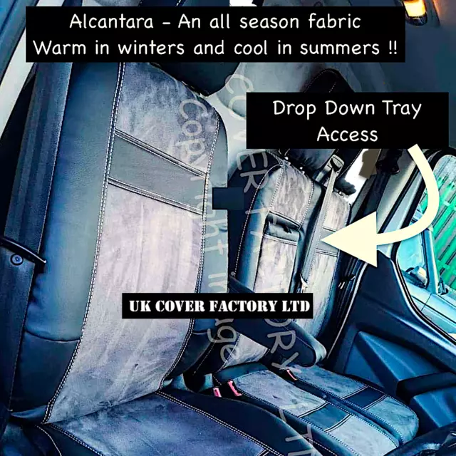 READY IN STOCK!! Dark Grey Alcantara Van Seat Covers for Ford Transit Custom