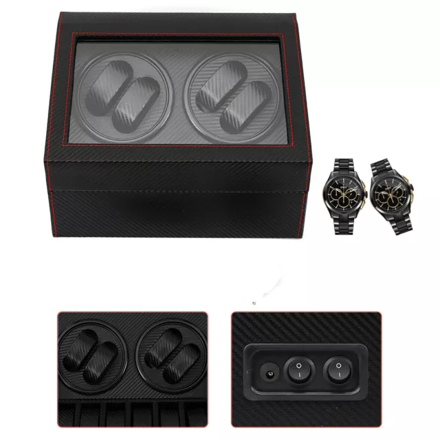 Luxe 4+6 Coffret Remontoir Montre Automatique Watch Winder Boîte Rangement Neuf! 2