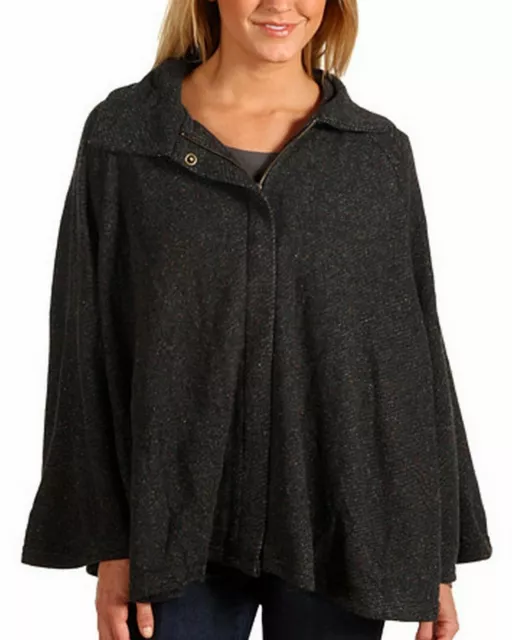 Volcom Cloken Daggers Casual Zip Sweater Poncho Womens XS/S Black Multi Knit NWT