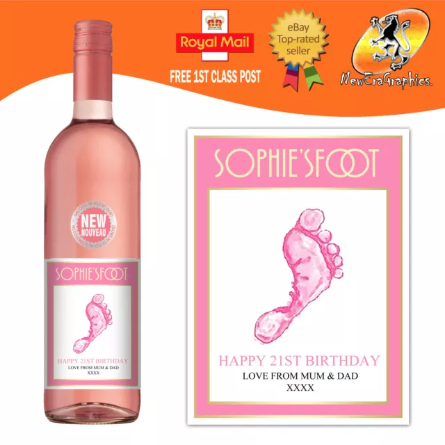 Personalised Rose Or Red Wine Bottle Label Birthday Any Occasion Gift