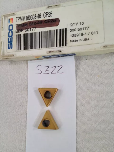 8 New Seco Tpmm 322-46 Carbide Inserts. Grade: Cp25. Factory Packed {S322)