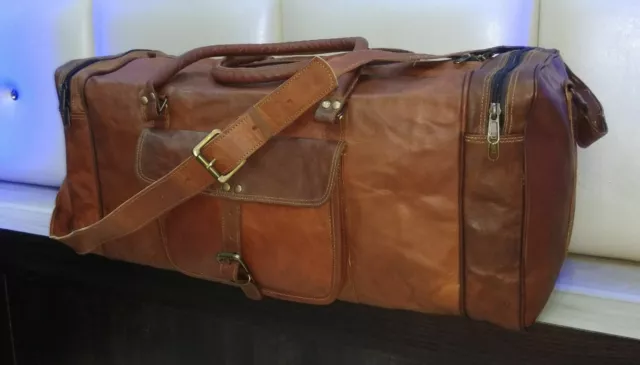Handmade Luggage Bag Leather Weekend Travel Men's Duffle Sport Gym Overnight bag