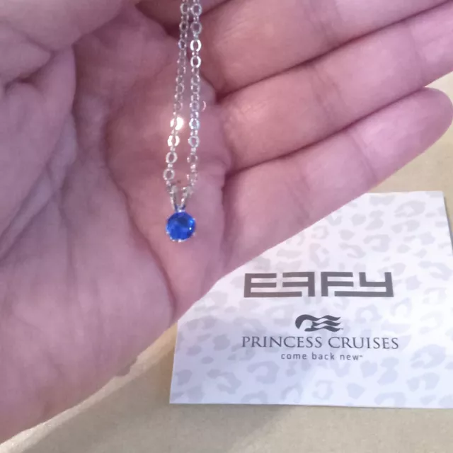 EFFY Princess Cruises Silver Tone Necklace W/Blue Stone NEW