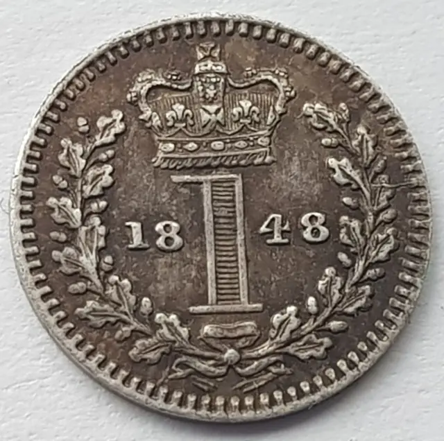 1848 Victoria One Penny Silver Coin