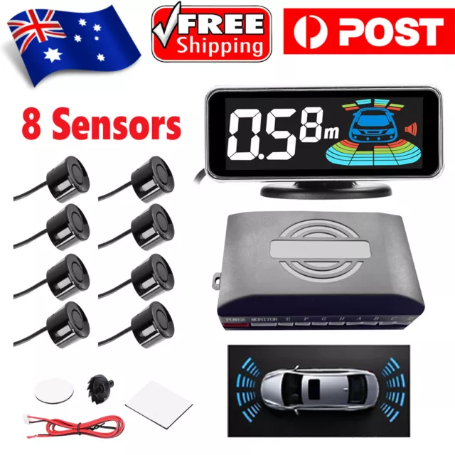 Car Parking Sensor Rear Reversing Radars System LCD Warning Buzzer + 8 Sensors