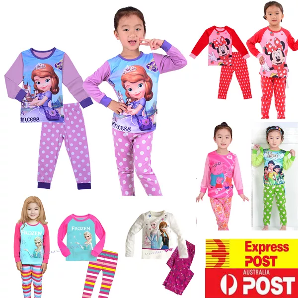 New Boy Girl Pyjamas Sleepwear Princess Elsa and Anna PJs Size 2,3,4,5,6,