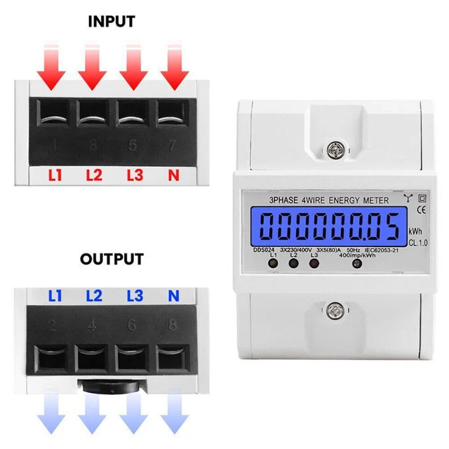 CONTATORE TRIFASE LCD contatore di corrente 3 fasi/4 fili 100 A ...