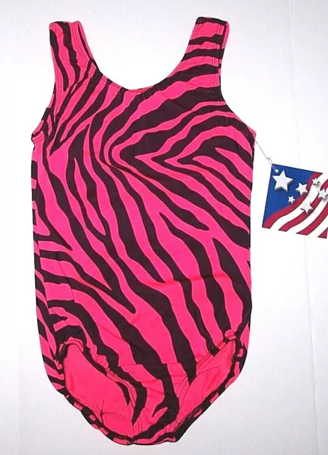 Motionwear Leotard Bodysuit Tank Gymnastics #2100 Animal Print Pink New Girl Int
