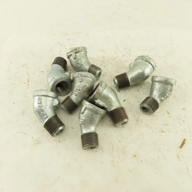 Ward 3/8"  NPT 45° Street Elbow Galvanized Iron Pipe Schedule 40 Lot of 8