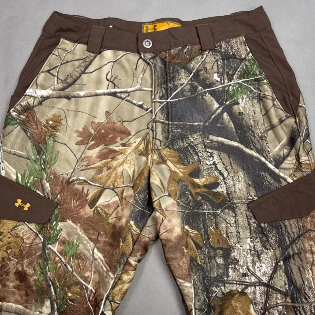 Under Armour Hunting Pants Mens 34x32 Brown Ayton Fleece Realtree AP Camo Deer